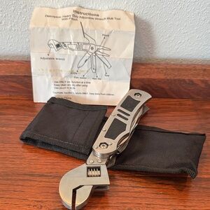 Heavy Duty Adjustable Wrench Multi Tool with pouch & instructions